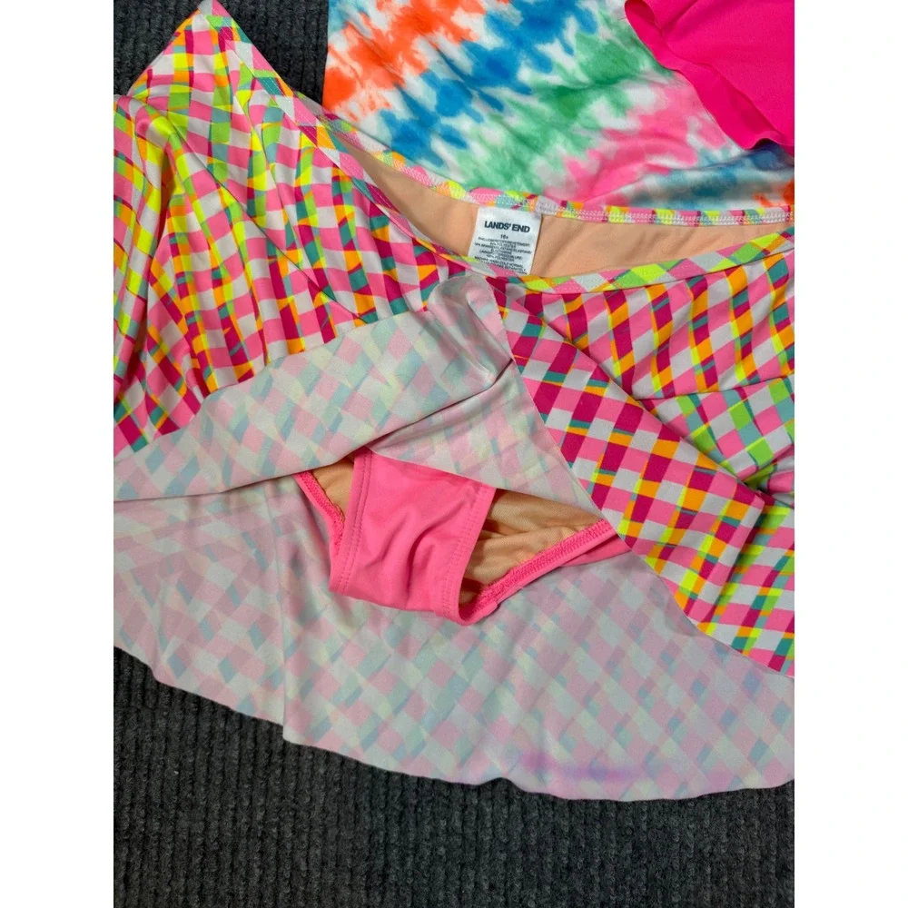 Lands End Girls 3 Piece Swimwear Set Rash Guard and 2 Swim Skirts XL 16 Plus